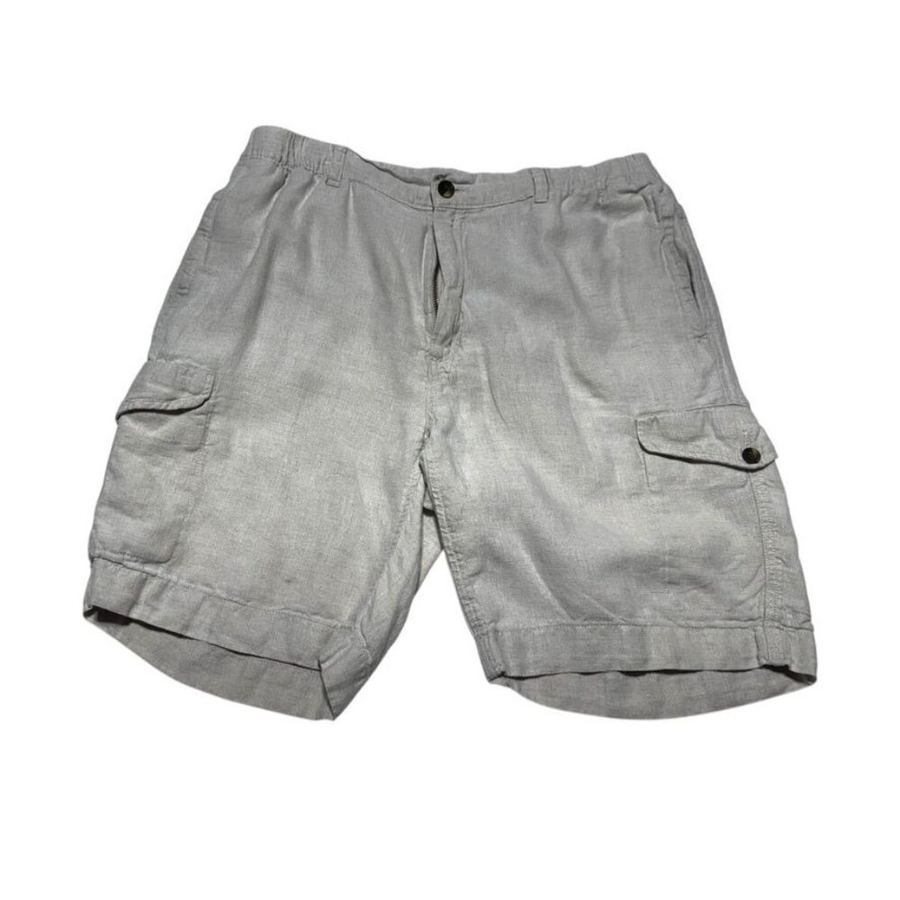 Men's Linen Cargo Shorts Beige Waist 38